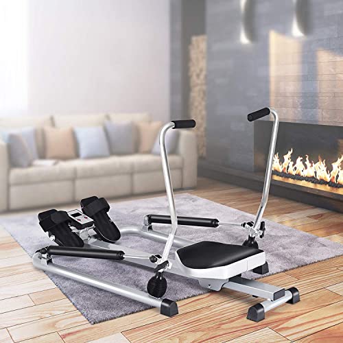 Hydraulic Rowing Machine with LCD Monitor and Adjustable Resistance N702530