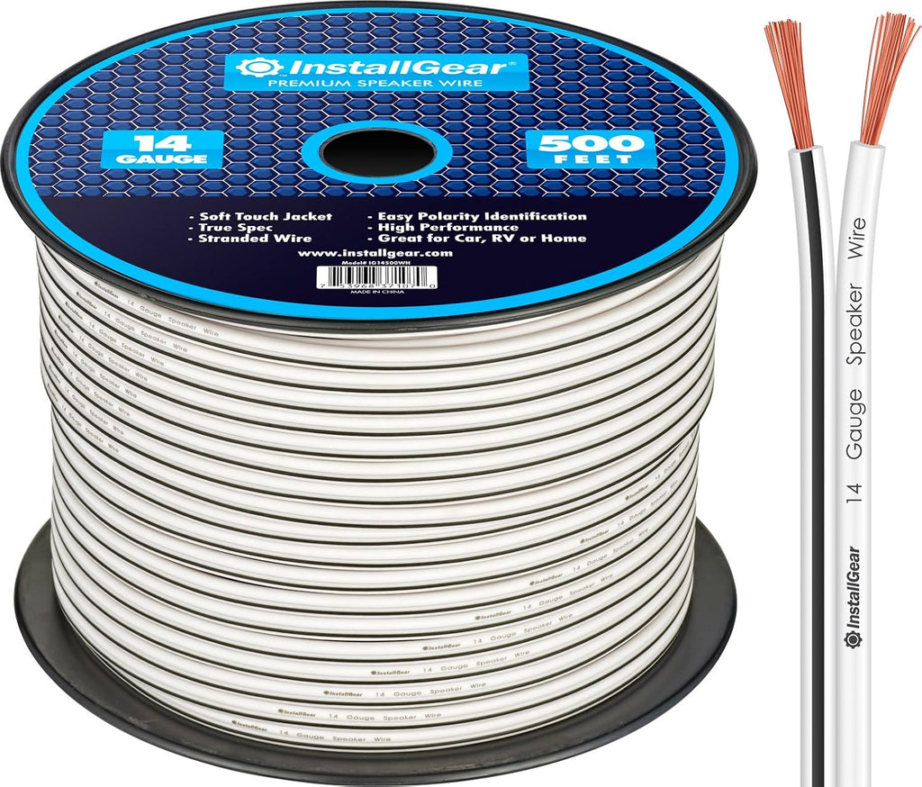 14 Gauge AWG 500ft Speaker Wire Cable White Pack of 2 T227867