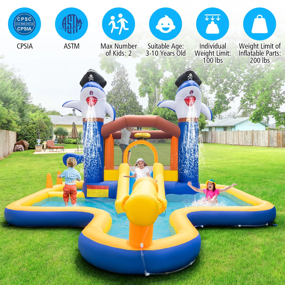 Inflatable Water Slide Park Bounce House Splash Pool T4223