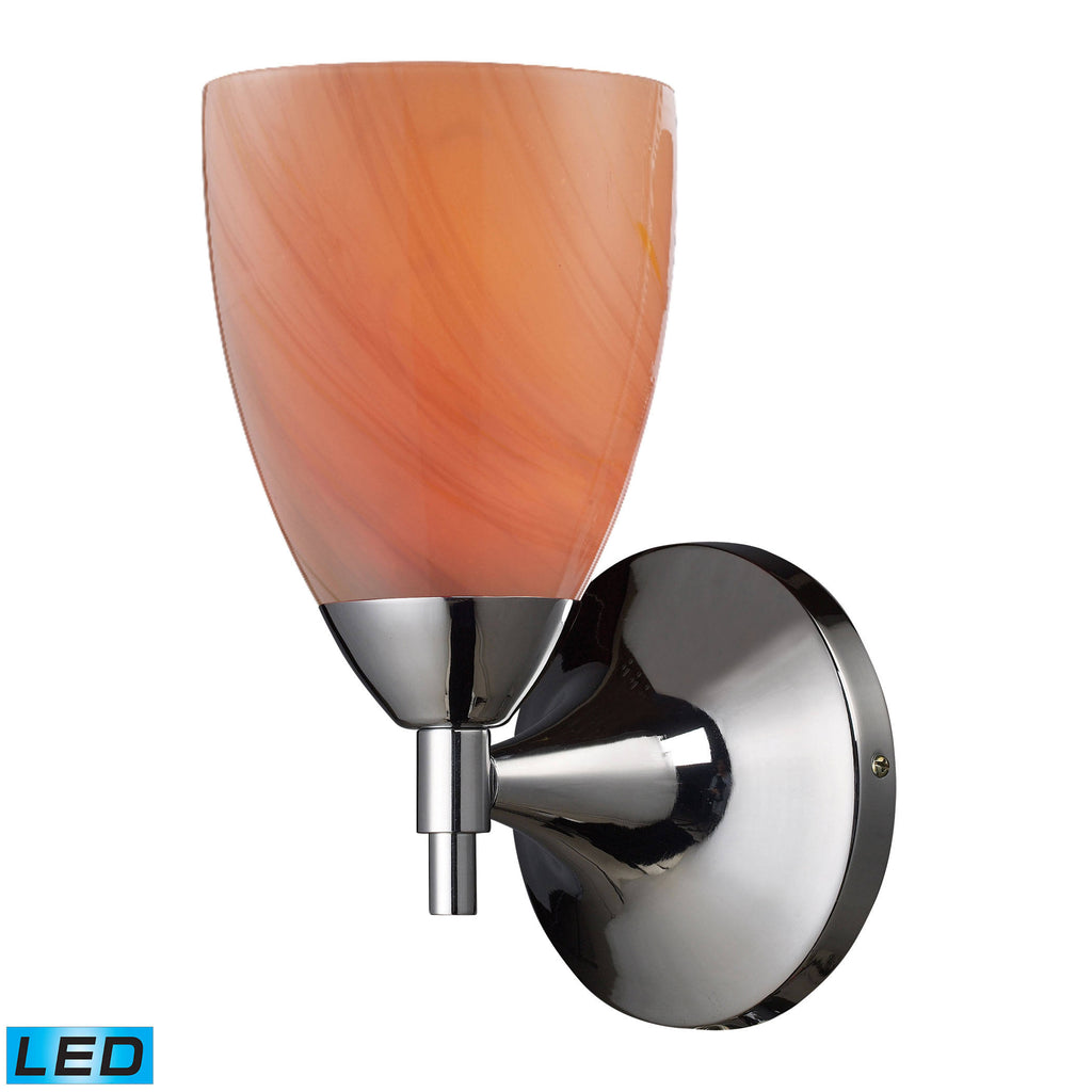 Polished Chrome 1-Light Sconce with Sandy Glass R43339