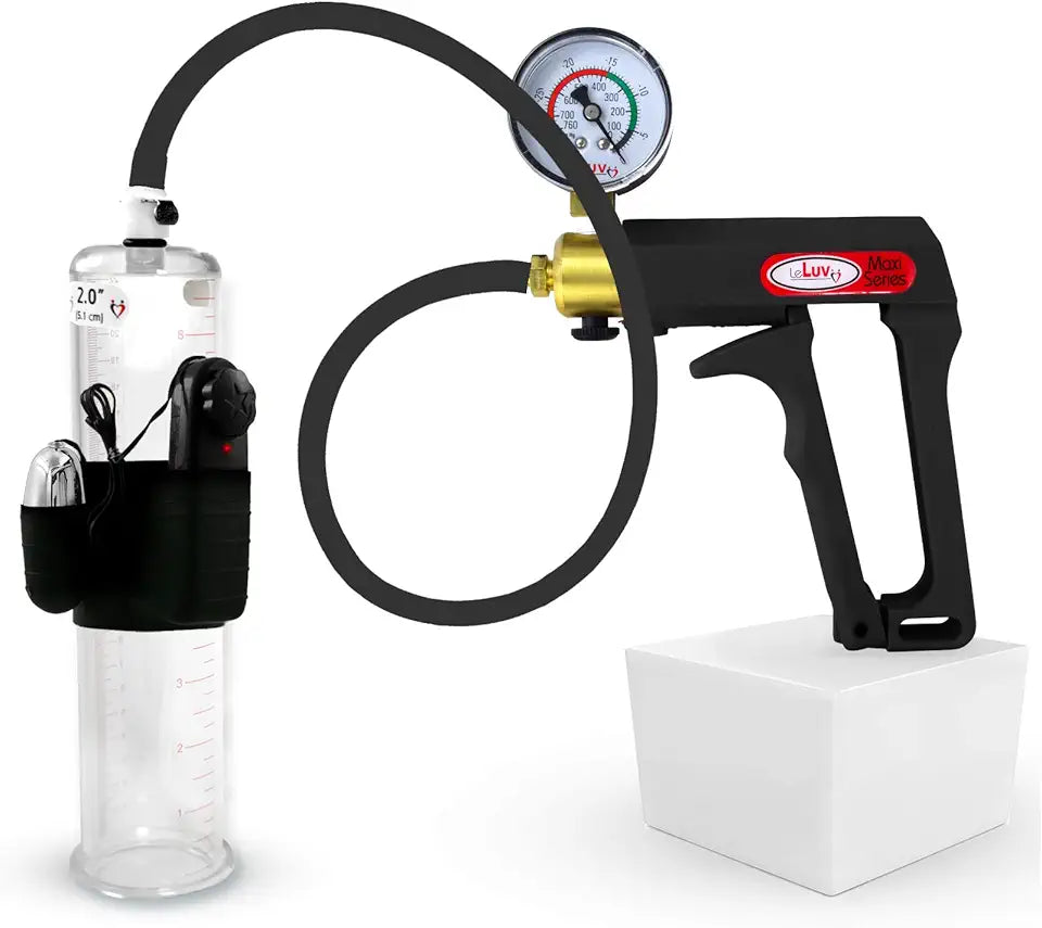 Black 9 inch Penis Pump with Gauge Silicone Hose Kit Q38530