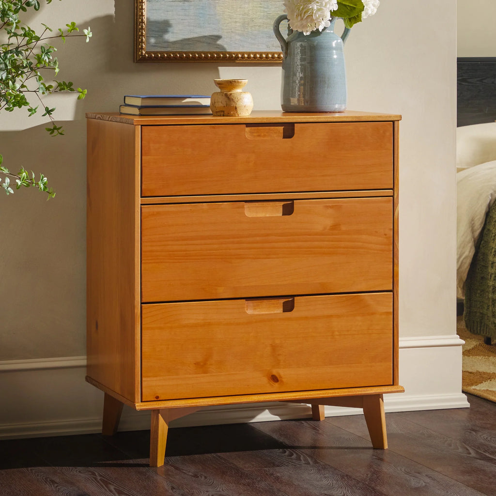 Solid Wood Walnut 3-Drawer Dresser R15990