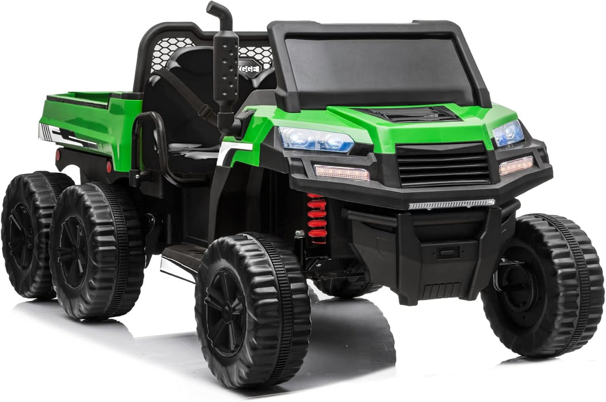12V 2 Seater Kids Ride On Car with Remote Control 4WD Ride On Truck with Working Dump Bed Battery Powered 6 Wheels Ride On Toys Car, Bluetooth, Music Play, Green V2227