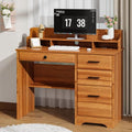 White 44 Inch Computer Desk with Storage Drawers and Hutch J856896