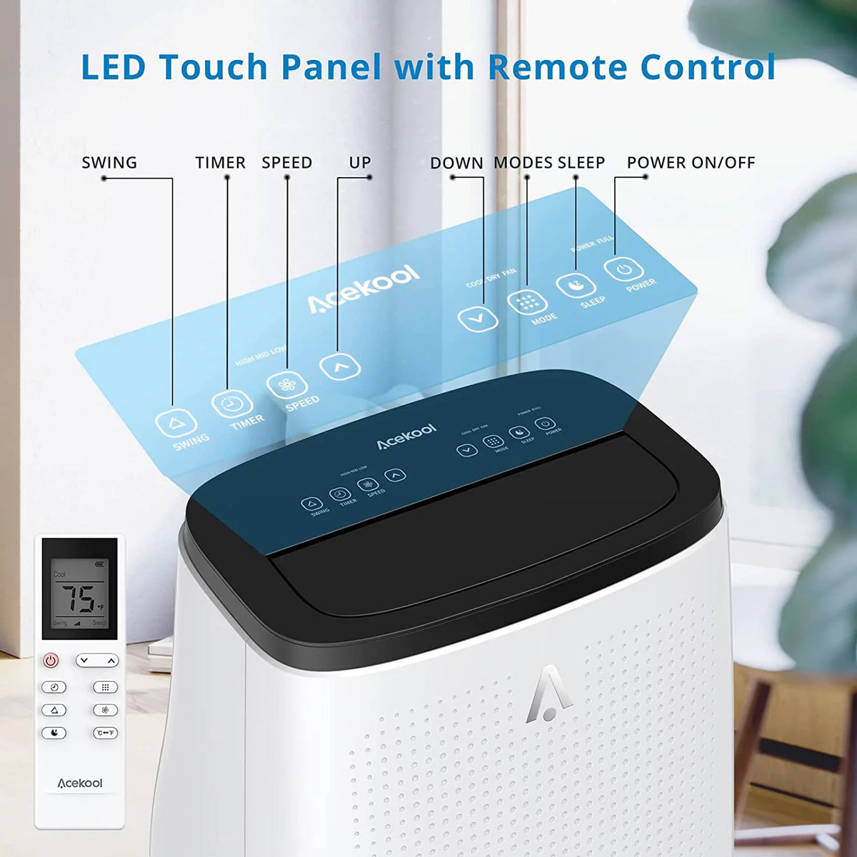 Portable Air Conditioner 14,000 BTU with Remote Control Grey X839744