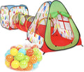 Kid's Pop up Tent Tunnel Playhouse with 50 Balls and Carry Bag Z8359