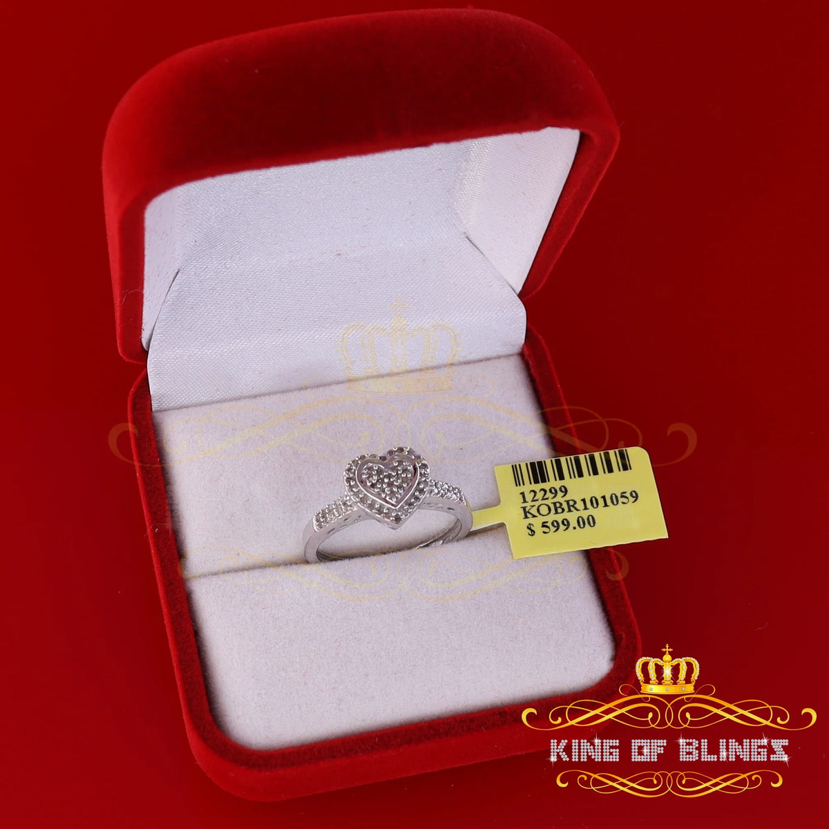 0.25 CT Real Diamond 925 Sterling Silver White Heart Ring Size 7 P58707