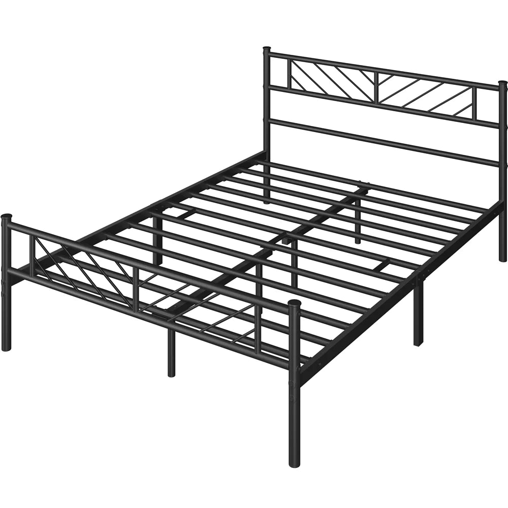Queen Metal Platform Bed with Arrow Design Headboard and Footboard G808283