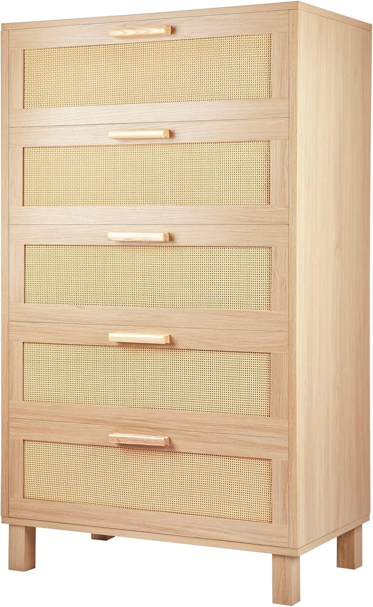 Oak 5 Drawer Rattan Dresser U829044