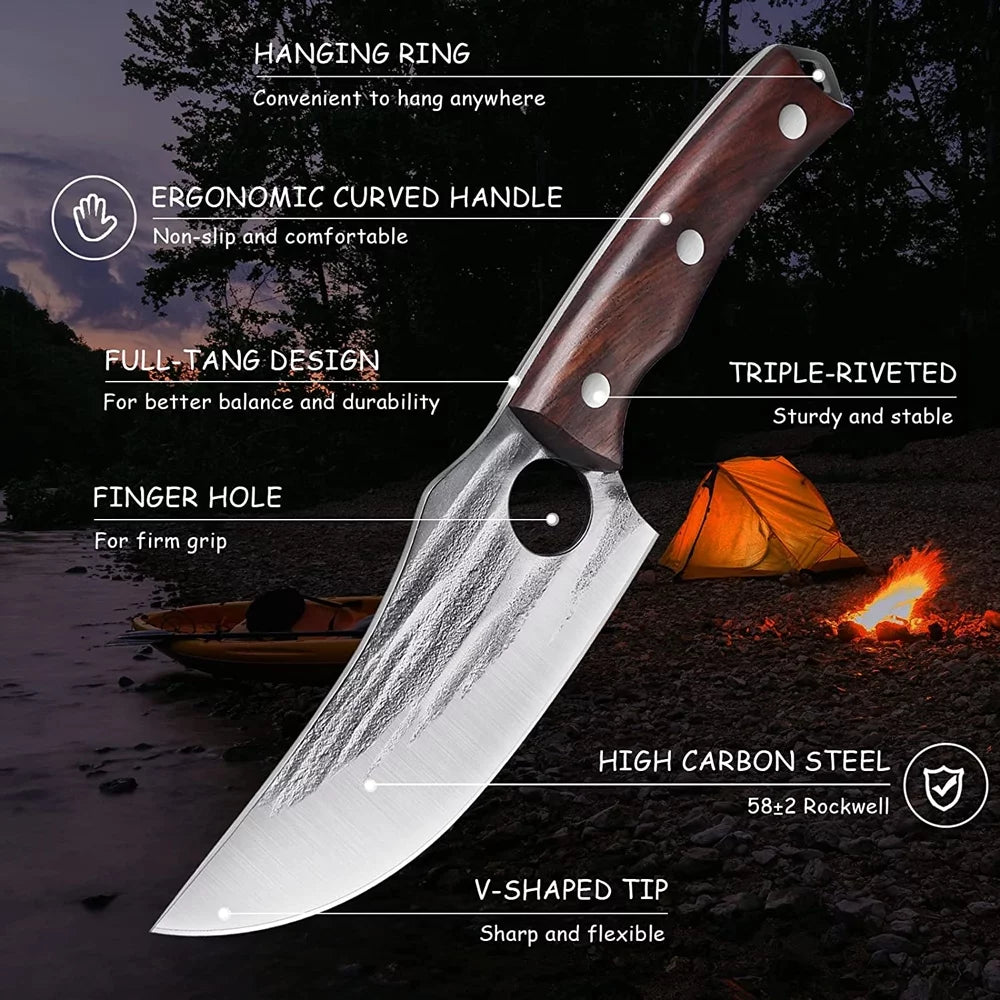 5.5 inch Full Tang High Carbon Steel Butcher Knife with Sheath X207636