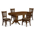 5-piece Espresso Wood Dining Table Set I5547