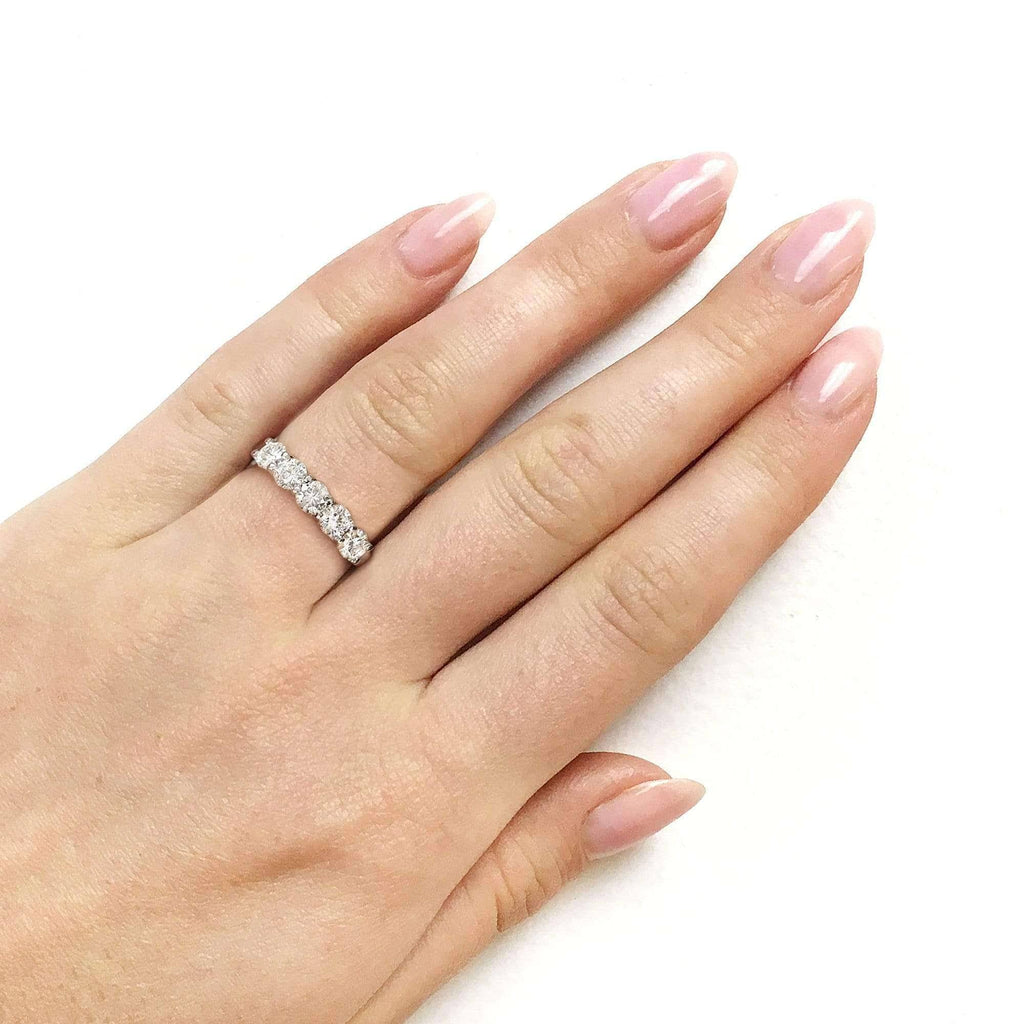 4/5 Carat Round Brilliant Moissanite Wedding Band in 14K Yellow Gold J835