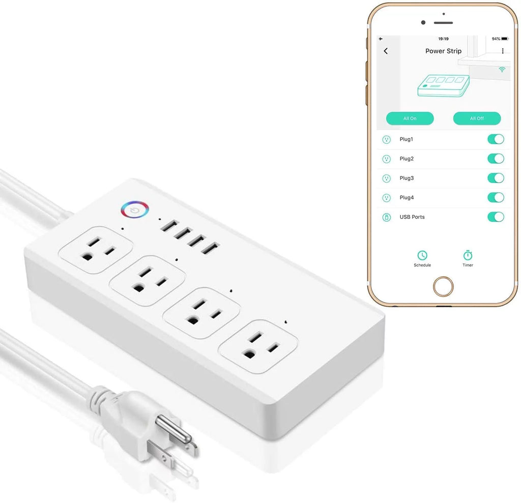 Smart Power Strip with 4 USB Charging Ports 4 AC Plugs C444889