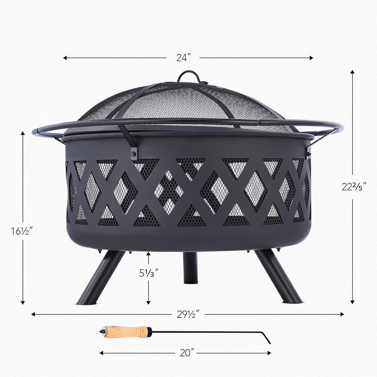30-Inch Round Wood Burning Fire Pit with BBQ Grill Z40373