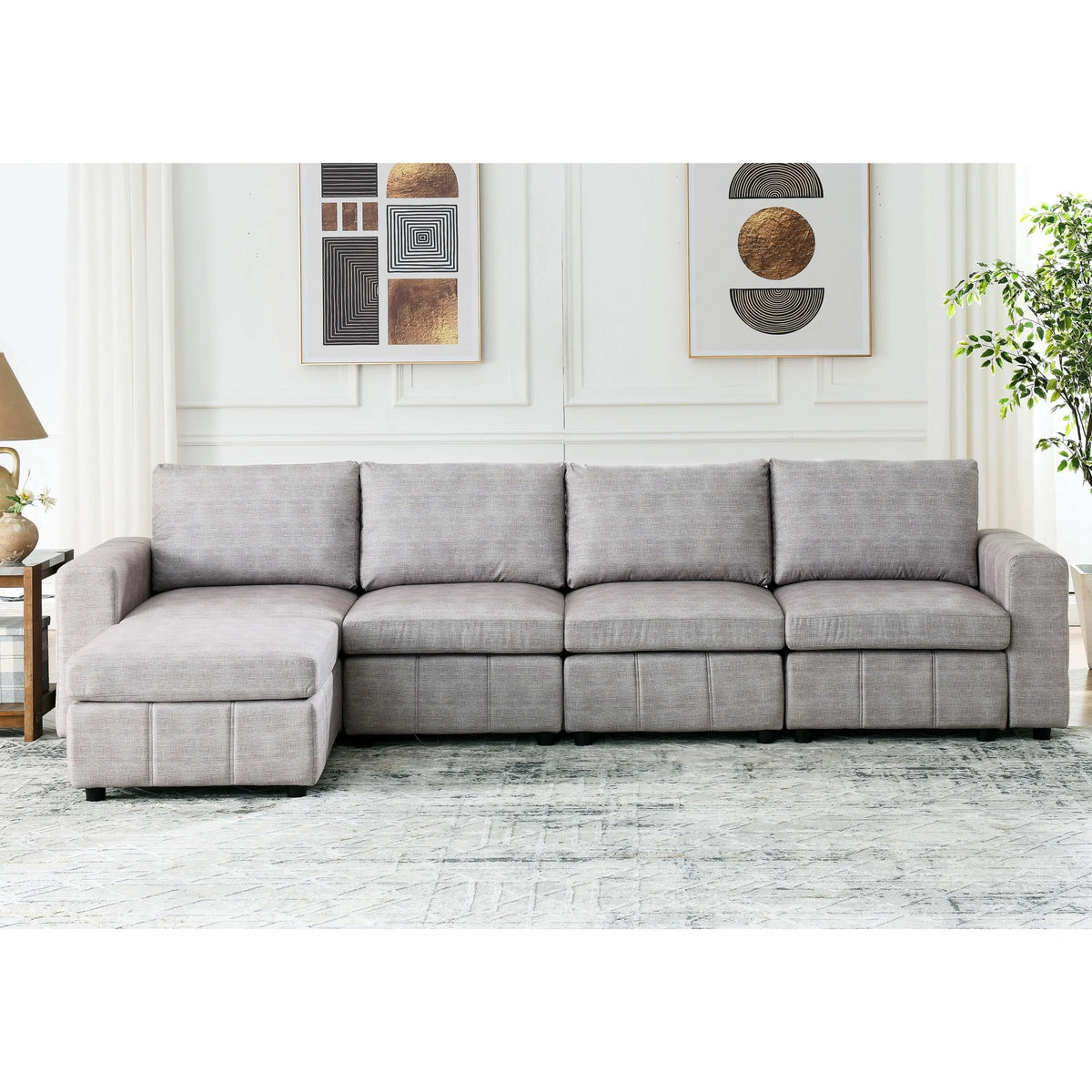 L Shaped Upholstered Modular Sectional Sofa B19564