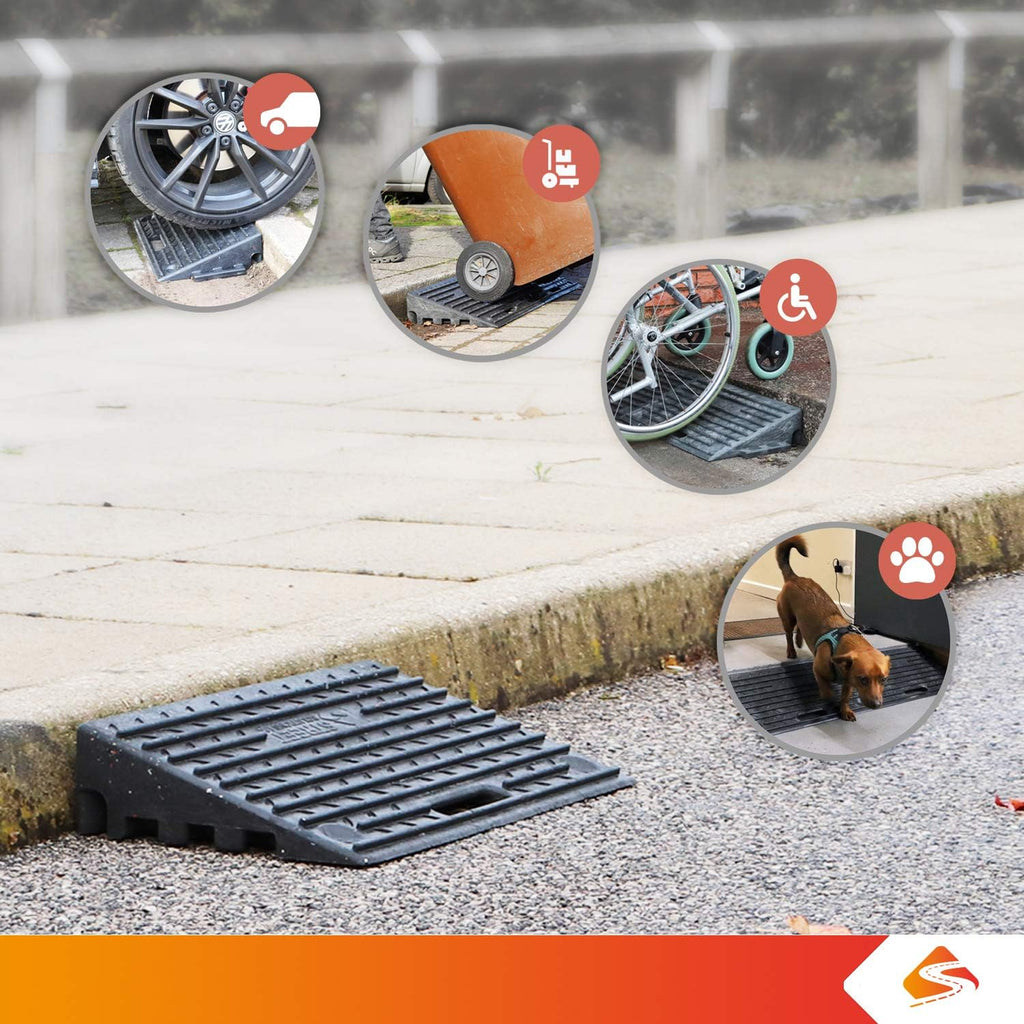 4 Inch Driveway Curb Ramp Pack of 2, Heavy Duty Rubber Ramps Z4417