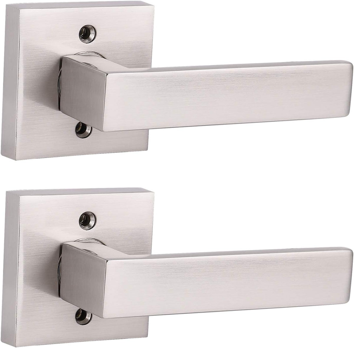 5 Pack Satin Nickel Square Door Levers with Privacy Lock B820049