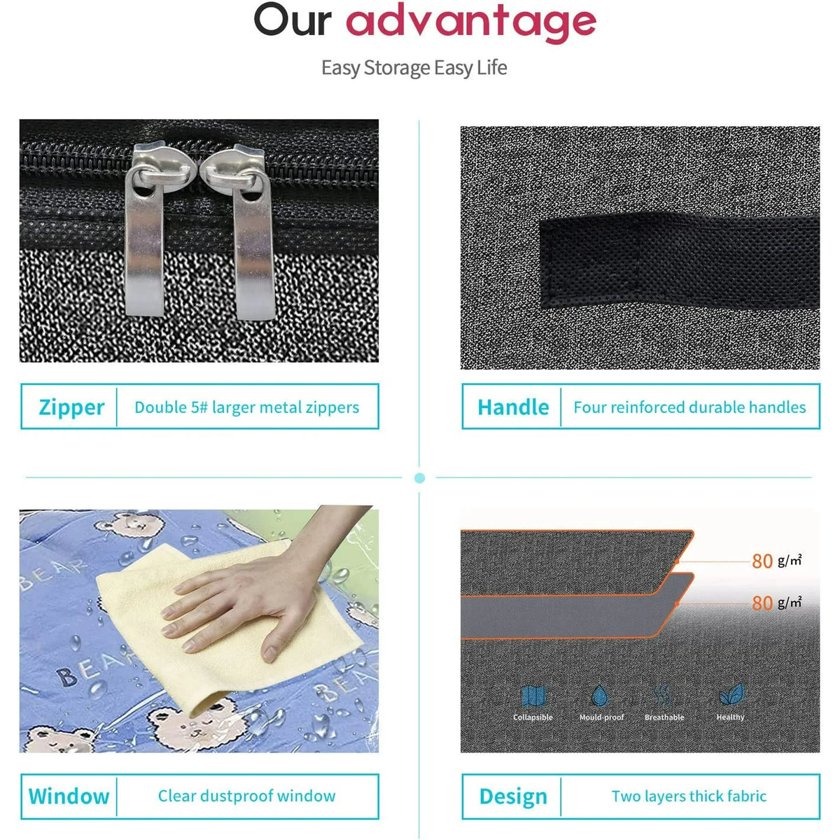 Foldable Underbed Storage Bag with Clear Window Q467