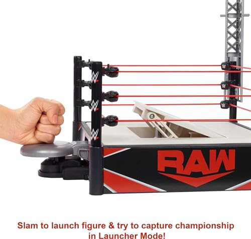 WWE Wrekkin' Kickout Ring Playset with Launcher, Crane, Championship, 13-inch x 20-inch V115563