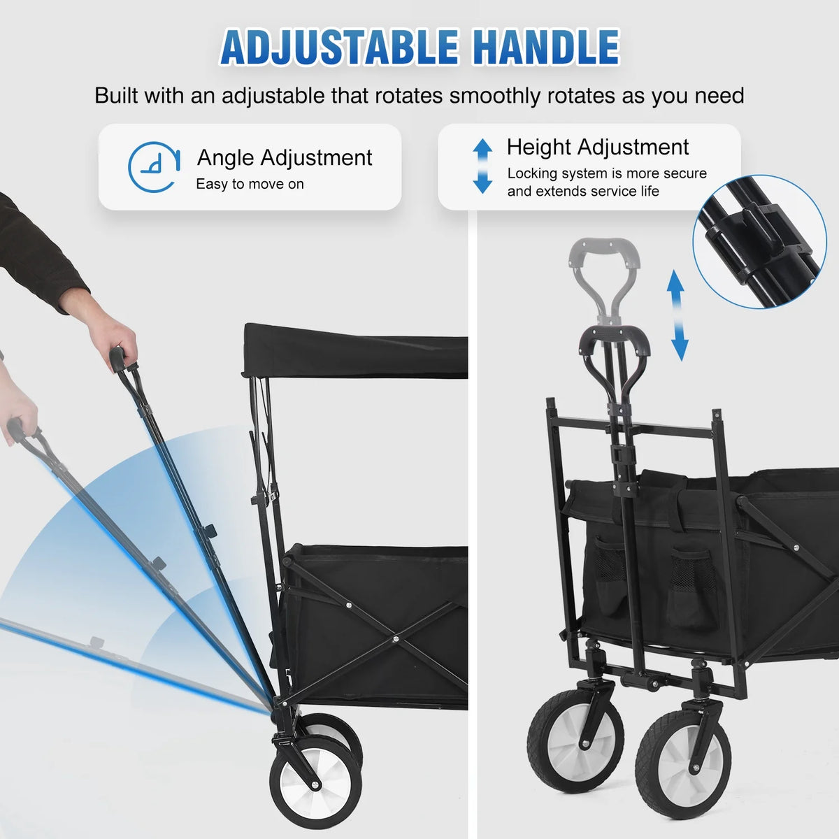 Black Folding Wagon Cart with Removable Canopy X9160