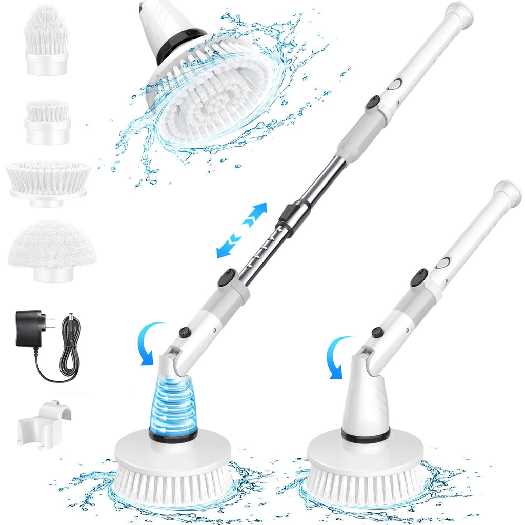 Cordless Electric Spin Scrubber with 4 Heads D7466