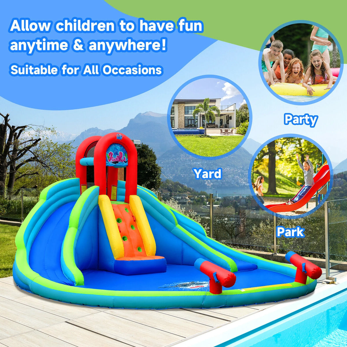 Inflatable Waterslide Bounce House with Handrail U568649