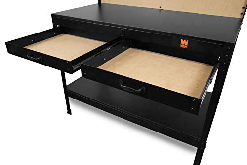 48-Inch Black Workbench with Power Outlets and Light M78055