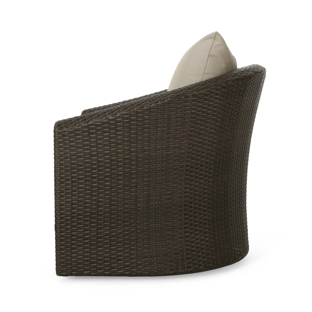 Mixed Brown and Mixed Khaki Wicker Swivel Club Chair N2052