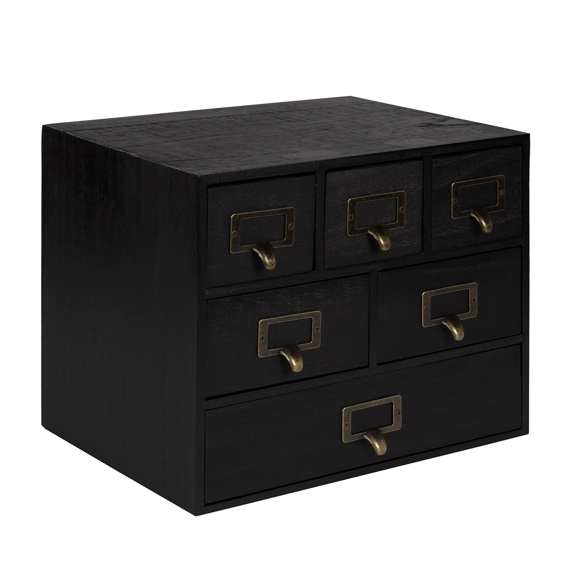 Black 6 Drawer Wood Desk Drawer Set with Letter Holder V879853