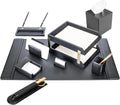 Black Leather 11-Piece Desk Set I96221