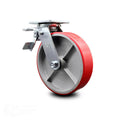 8 inch Red Poly on Cast Iron Caster with Total Lock Brake N2646