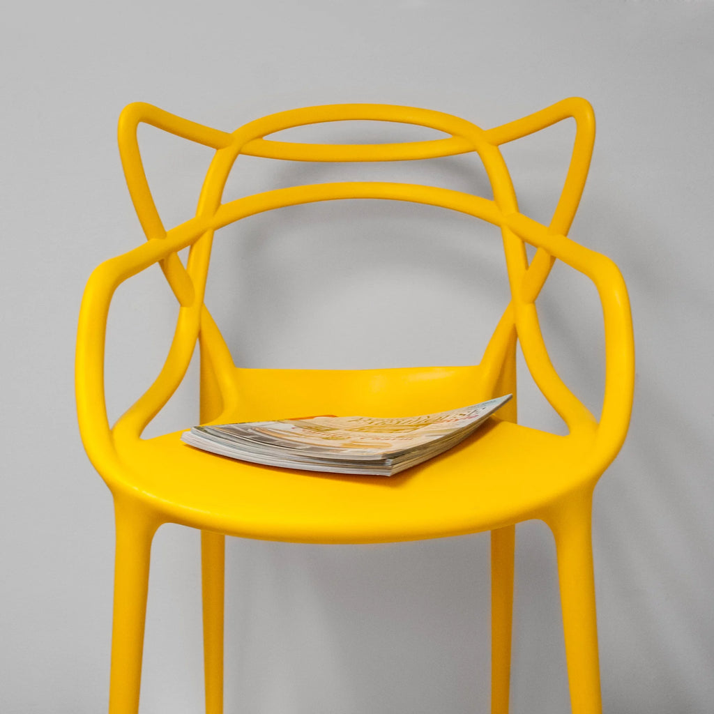 Yellow Molded Plastic Dining Chair Set of 2 R37799