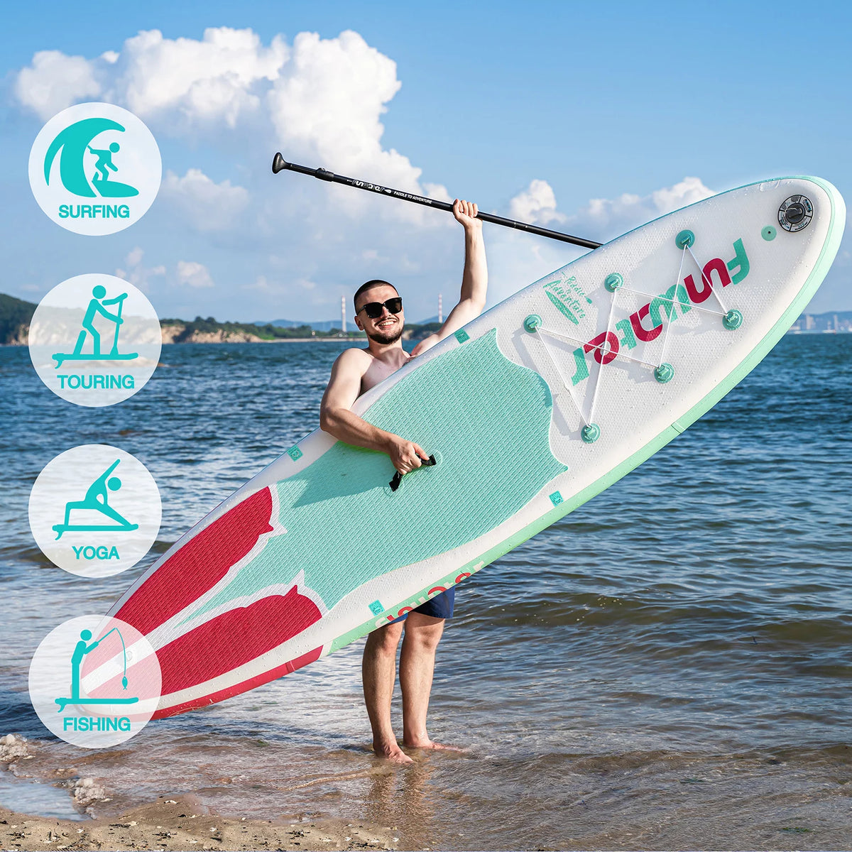 Light Blue Pink Inflatable Stand Up Paddle Board 11'x33''x6'' P602