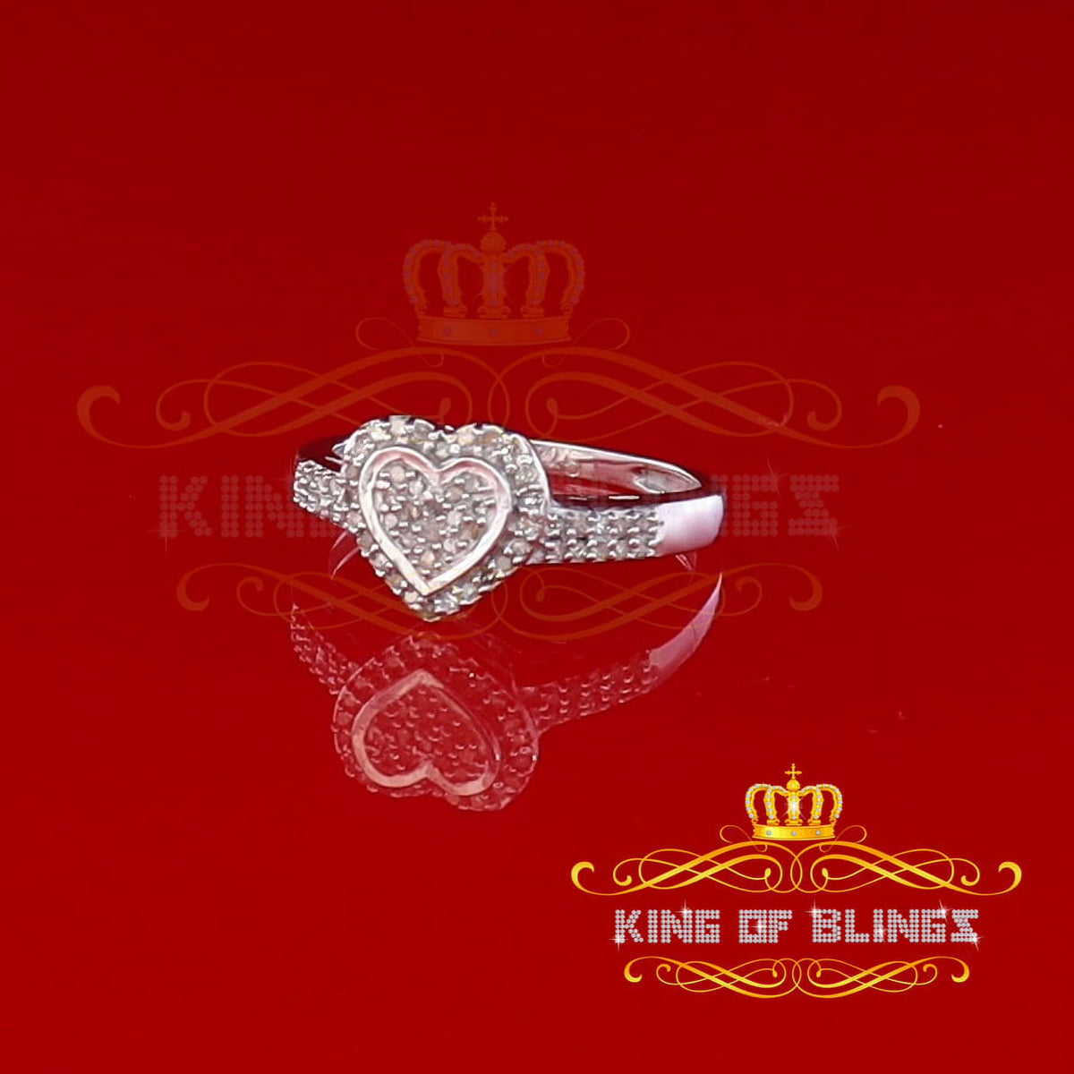 0.25 CT Real Diamond 925 Sterling Silver White Heart Ring Size 7 P58707