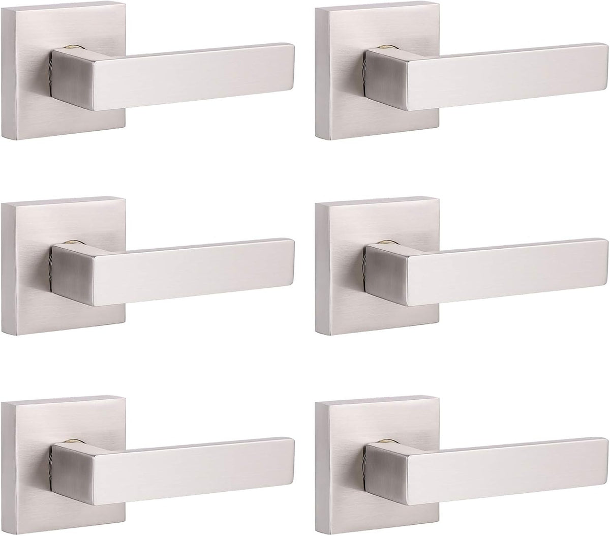5 Pack Satin Nickel Square Door Levers with Privacy Lock B820049