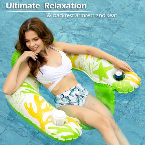 Inflatable Pool Float Chair 2 Pack with Cup Holders S3192