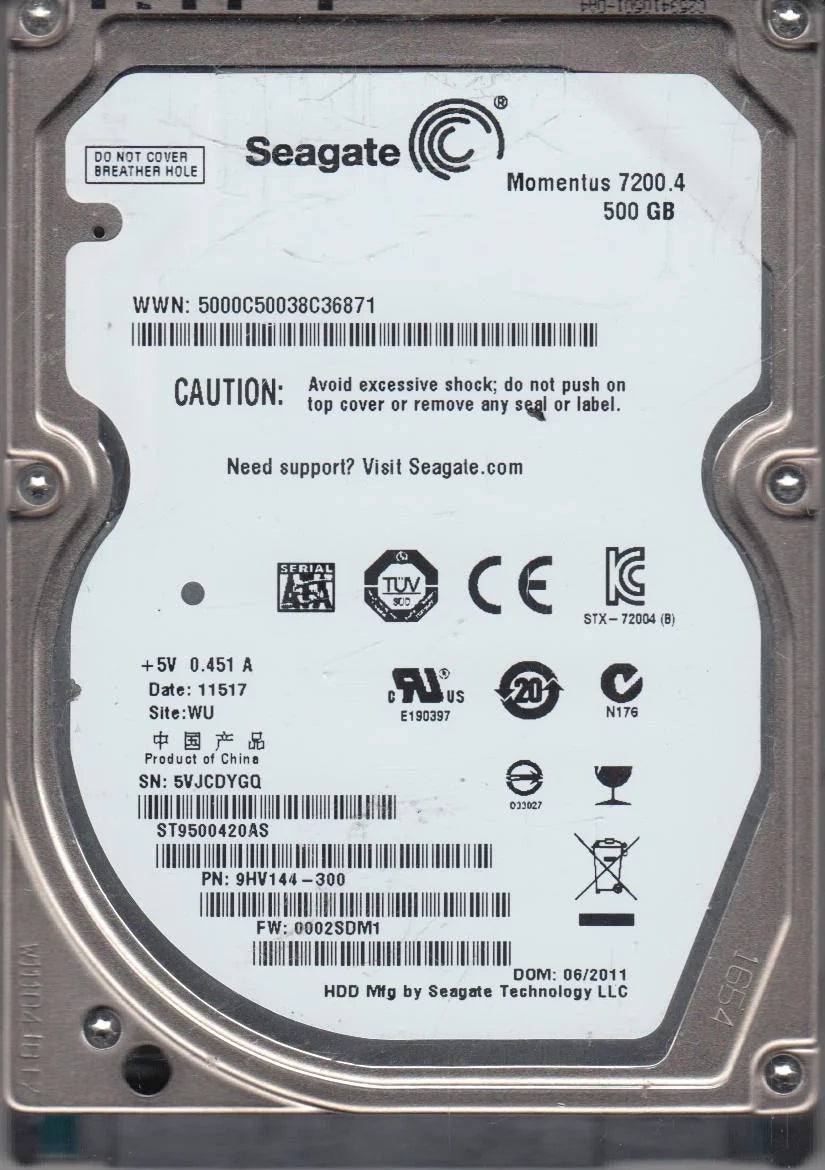 500GB SATA 2.5 Hard Drive Q77929