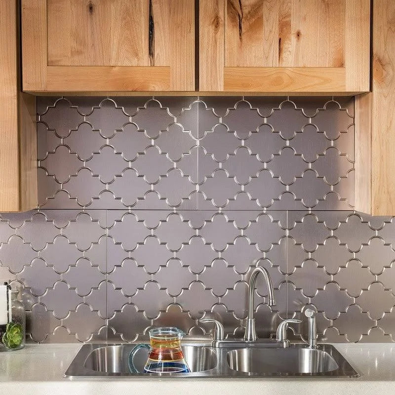 18in x 24in Brushed Nickel Backsplash Panel (5 Pack) Z241