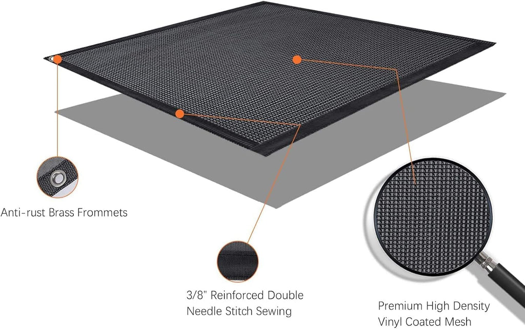 RV Awning Side Sun Shade 9’ x 7’ Black Mesh Screen Kit W844