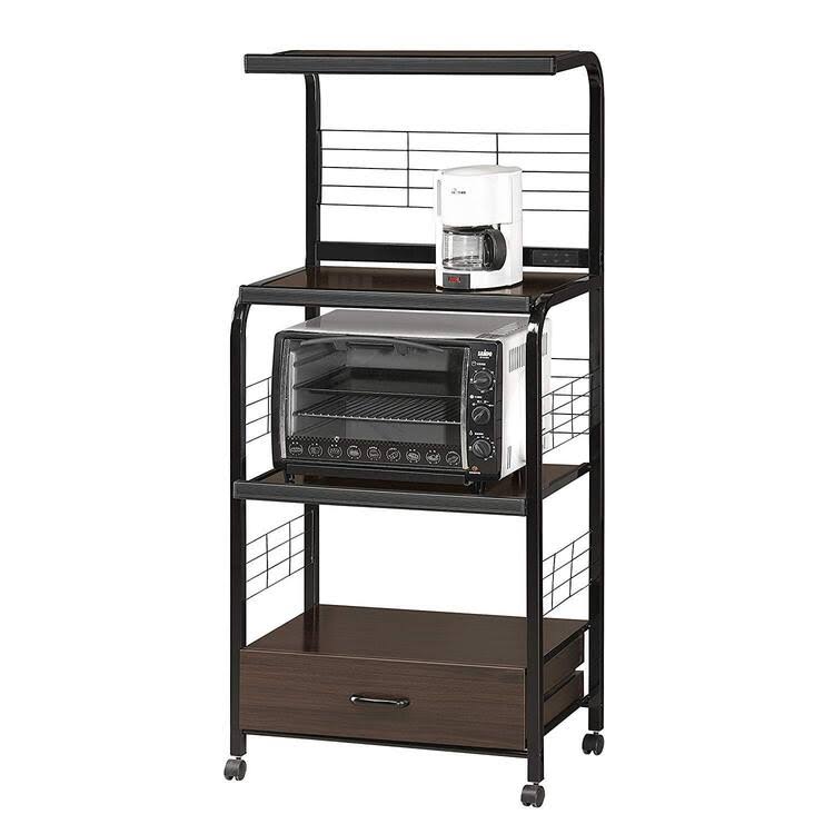 Black Kitchen Cart with Microwave Shelf I356501