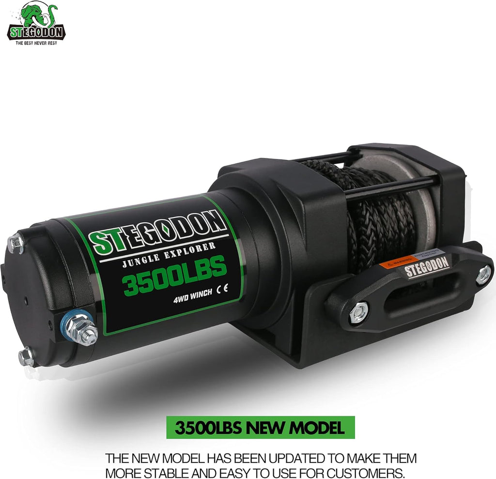 3500 lb. Load Capacity 12V Synthetic Rope Electric Winch with Wireless Remote C829