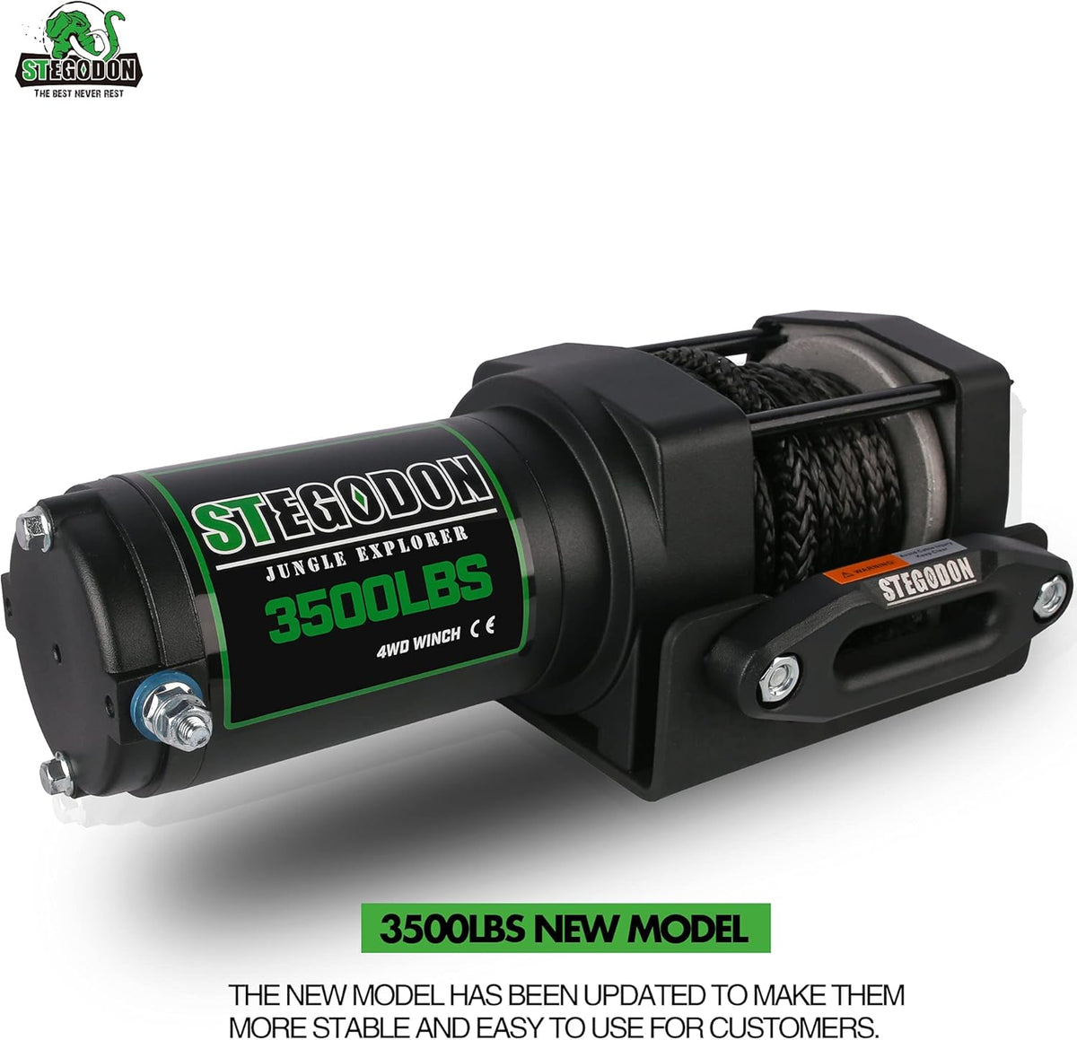 3500 lb. Load Capacity 12V Synthetic Rope Electric Winch with Wireless Remote C829
