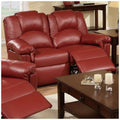 Red Bonded Leather Recliner Loveseat J56484