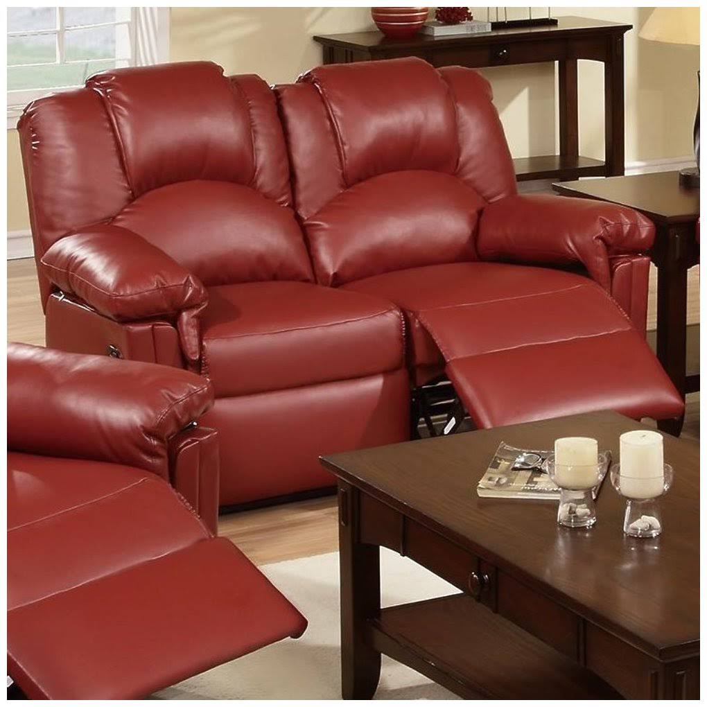 Red Bonded Leather Recliner Loveseat J56484