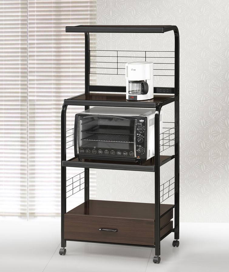 Black Kitchen Cart with Microwave Shelf I356501