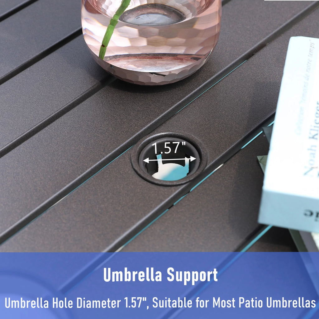 Metal Steel Slat 37 inch Dining Table with Umbrella Hole M417634