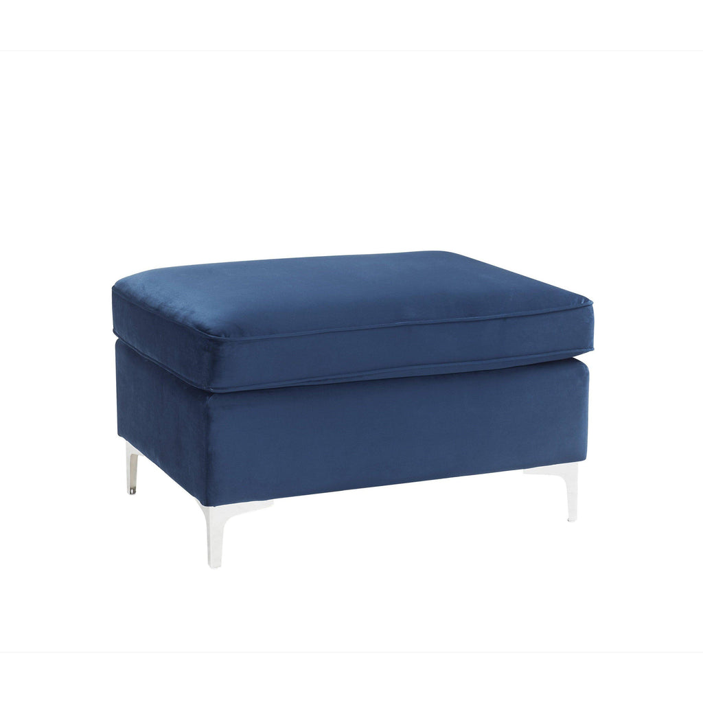 Blue Velvet Ottoman G8091
