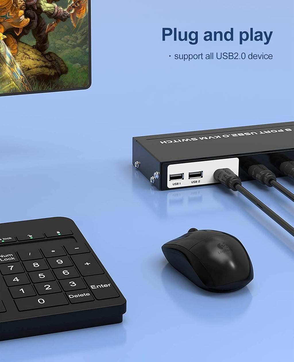 8 Ports 4K 30Hz HDMI KVM Switch with Cables L95257
