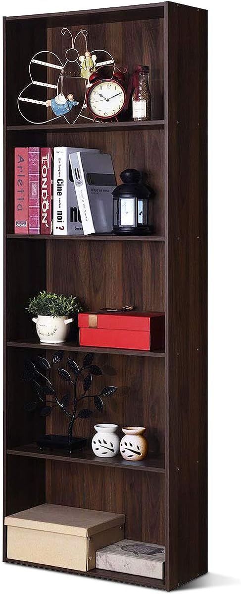 Black 5-Shelf Wood Bookcase J4580