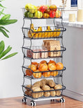 5 Tier Wire Fruit Basket with Wheels X93299